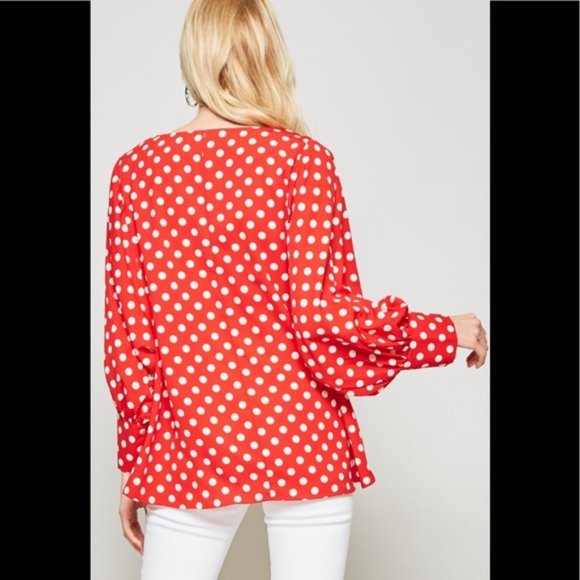 Last one!! Red & white polka dot blouse top sz 2X - Picture 4 of 4